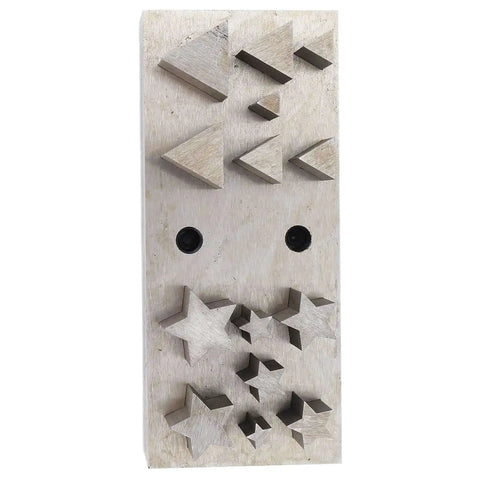 Dope 15 Piece Disc Cutter Set With Pentagram Triangle Shaped Punch Die, showing various triangle and star punches for metal crafting.