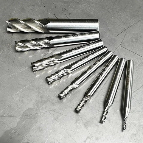 End Mill Set Of 8 High Speed Steel HSS 4 Flute Straight Cutters For Milling And Slotting In Metalworking And Woodworking