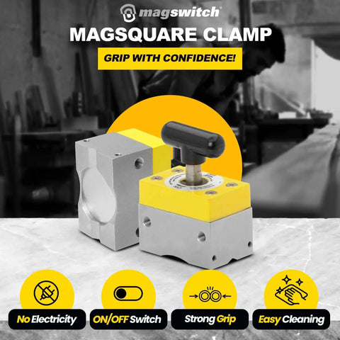 Magnetic Welding Square Base Clamp Holder For Precise Fixturing And Alignment With 150 Lb Holding Power And On Off Capabilities Magswitch MagSquare 165