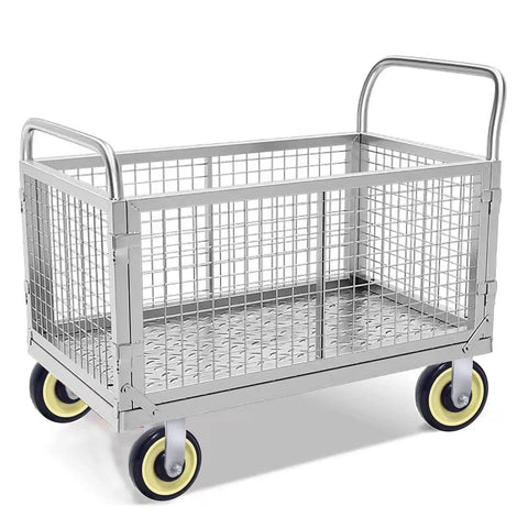Metal shopping cart with Five Inch Polyurethane Wheel With Five Sixteenth Inch Bore For Shopping Carts Navy Beige Color