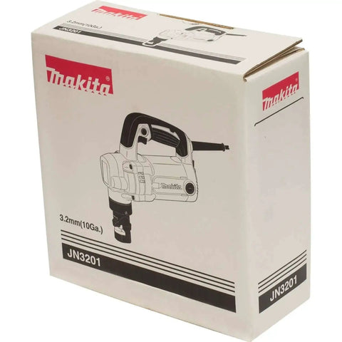 Box of Low Noise 10 Gauge Metal Nibbler With Lock On Trigger Lightweight 7.4 Lb Body Rubber Grip Handle Built In Thickness Gauge