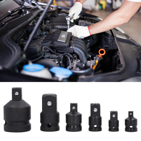 Mechanic using Socket Adapter Set With Chrome Tungsten Steel Construction, Impact Drive Adapters in varied sizes on car engine