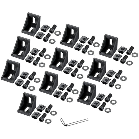 10 Pack Aluminum Profile 4040 Corner Brackets for Extrusion Mounting Corner Connector and Wall Bracket for Frame Structures, Black Finish