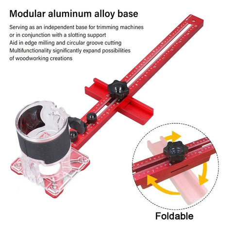 4 In 1 Router Jig With Adjustable Milling Groove Bracket For Woodworking, showing modular aluminum base and guide