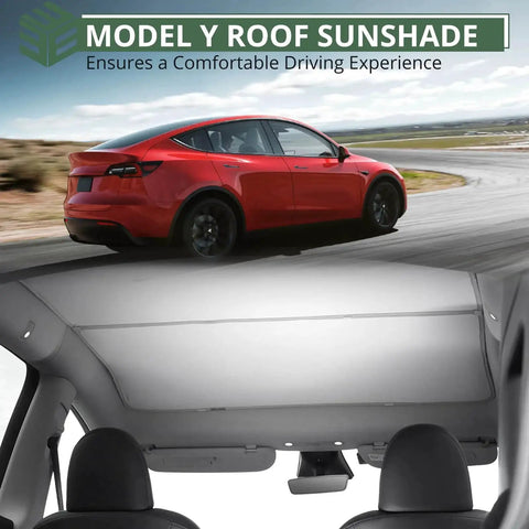 Model Y Sunshade Roof Cover For Tesla 2020 To 2025 Heat And UV Protection installed view