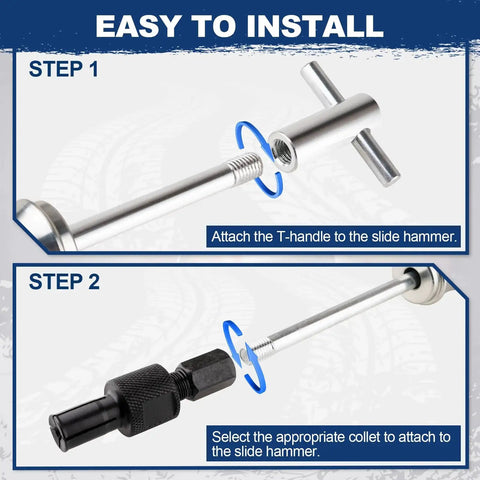 Assembly steps for Blind Hole Bearing Puller Set With Slide Hammer And Expandable Collets 8 To 32 Millimeters for automotive use