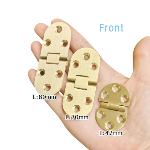 Two Pack Solid Brass Door Hinges With Concealed Flip Design For Tabletop And Furniture Includes Screws Durable Rust Resistant 80mm Long Heavy Duty Construction Smooth Edges Resistant To Scratches three sizes in hand