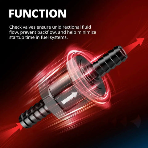 One Way Fuel Check Valve Inline Three Eighths Inch OD 10mm Non Return Diesel Gasoline Black 6061 T6 Aluminum Alloy EVIL ENERGY