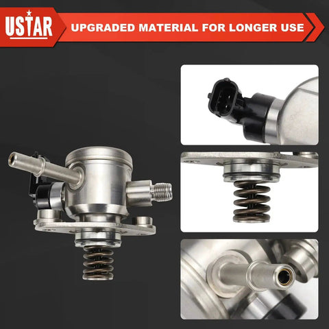 EP1028 High Pressure Fuel Pump Plug And Play Replacement For GM 2.4L Cars And Crossovers 2010 2017 silver pump close-up