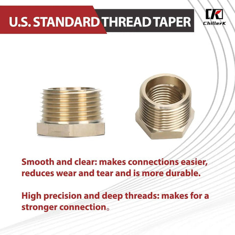 Smooth and clear surface of One Half Inch NPT Male To One Quarter Inch NPT Female Brass Reducing Bushing, 1200 PSI, 5-pack