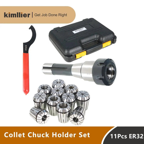ER32 Collet Chuck Holder Set With 11 Collets 1/8 To 3/4 Inch And Wrench, CNC engraving and milling tool kit
