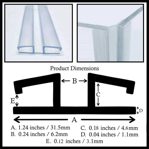 Clear PVC Piano Style Hinge 24 Inch No Screw Or Glue Required For Three Sixteenth Inch Material diagram and dimensions