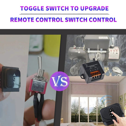 Comparison of toggle switch and 12V 24V 36V 48V DC Motor Forward Reverse Switch with Wireless Remote Control.