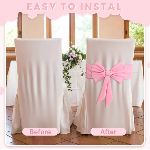 Chairs with and without Set Of Ten Elastic Spandex Chair Sashes In Pink For Wedding And Party Decor Fits Chair Backs 13.78 To 17.7