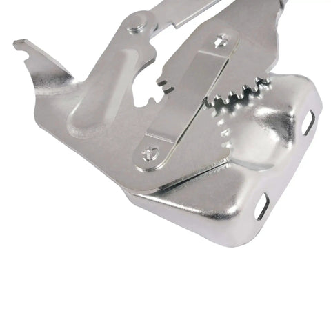 Close-up of Hood Hinge Pair For 1955 Chevy Bel Air Nomad One Fifty Two Ten Cars with steel construction and galvanized silver finish