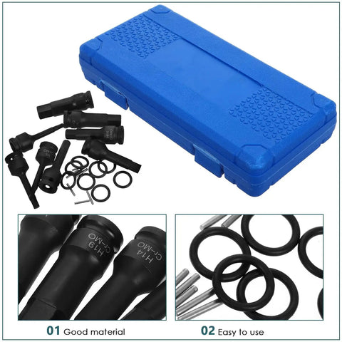 Amosfun 1/2 in drive 8-piece impact socket set in blue plastic case with bit adapter and O-rings