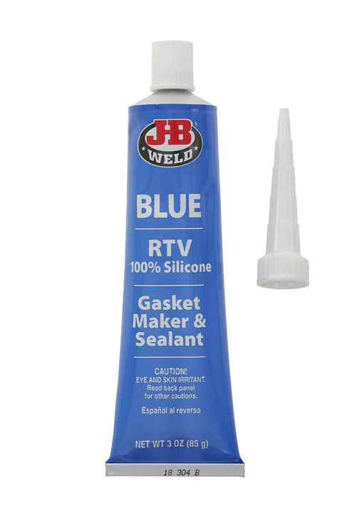 Blue tube of RTV Silicone Gasket Maker And Sealant For Sealing And Bonding Uneven Surfaces Blue 3 Oz with applicator nozzle