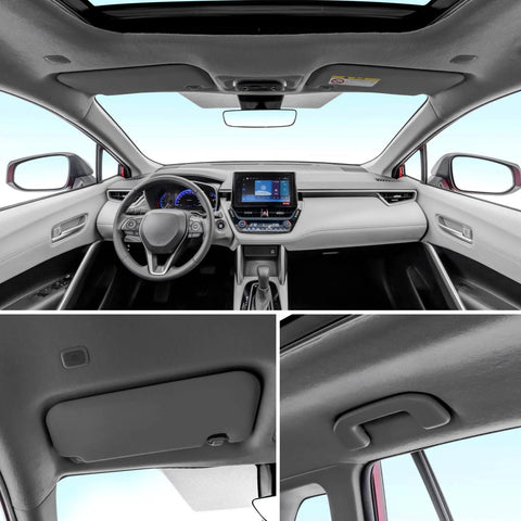 Interior view showcasing installed Auto Headliner Fabric 54x60 Gray Velvet With One Ninth Inch Foam Backing