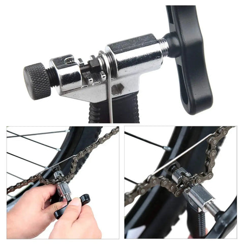 Must Have Universal Bike Chain Tool For Road And Mountain Bikes Chain Breaker And Installer Kit Link Splitter Repair Kit With Durable Metal Frame And Rubber Grip Integrated Chain Hook Easy To Break And Rechain