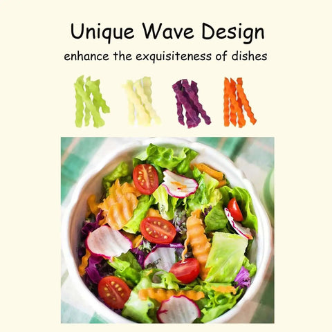 Salad with crinkle-cut veggies using Crinkle Cutter For Veggies And Potatoes Stainless Steel Waffle Fry Cutter With Durable One Piece Handle Rust Resistant Kitchen Knife Ideal For Making French Fries And Veggie Chips At Home ULIFEBETTER