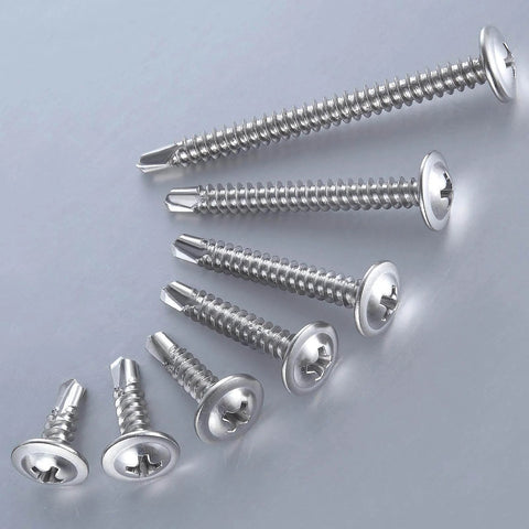 Wensilon stainless steel sheet-metal self-tapping screws, #8 x 1 in, 410 SS, truss head
