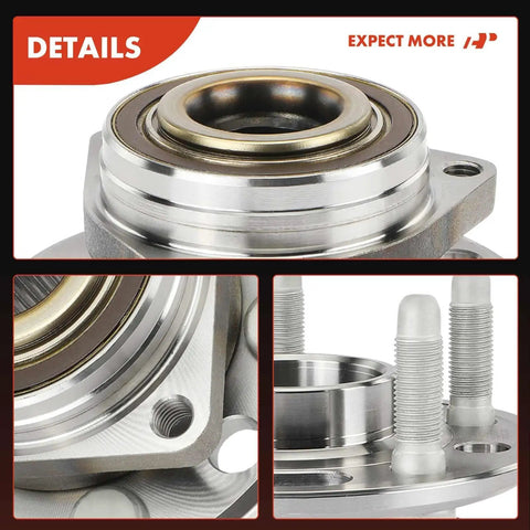 Close-up of 5 Lug Wheel Bearing And Hub Assembly Front Or Rear For Chevy Equinox 2010 To 2017 And GMC Terrain 2010 To 2017 Buick Allure 2010 Cadillac CTS 2014 To 2016 Without ABS Replacement details