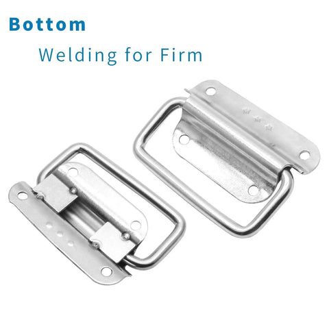 4 Pack 3 Inch Stainless Steel Chest Pull Handles With Screws Foldable Ring Design For Toolbox And Heavy Duty Surface Mount Cases