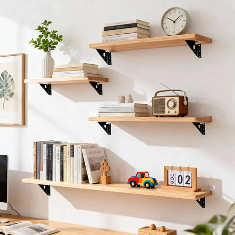 Built Tough Heavy Duty Gusset Joint Set Four Pieces For Invisible Corner Reinforcement And Shelf Support Metal Bracket on Wall Shelf