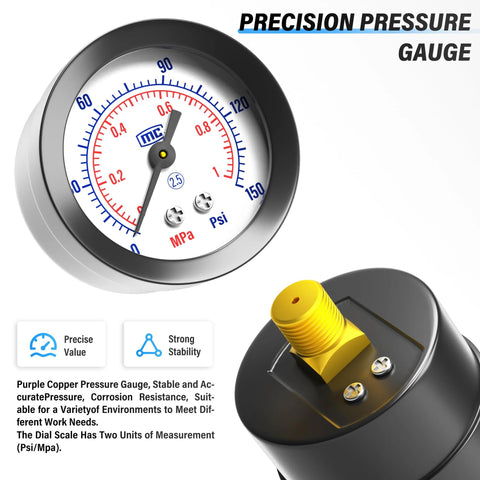 Tailonz pneumatic 5-in-1 mini pressure regulator kit with 1/4 in NPT fitting and gauge.