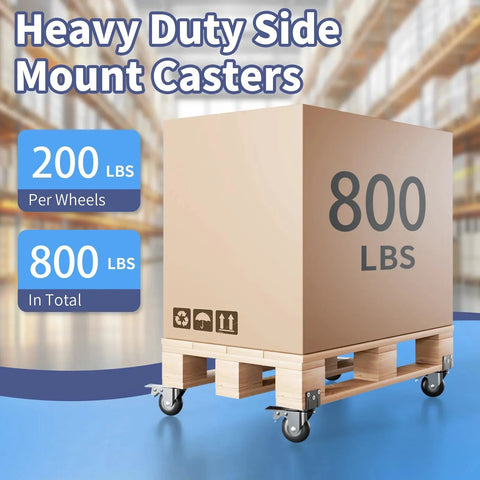 Heavy Duty 800 lbs Side Mount Casters on Pallet