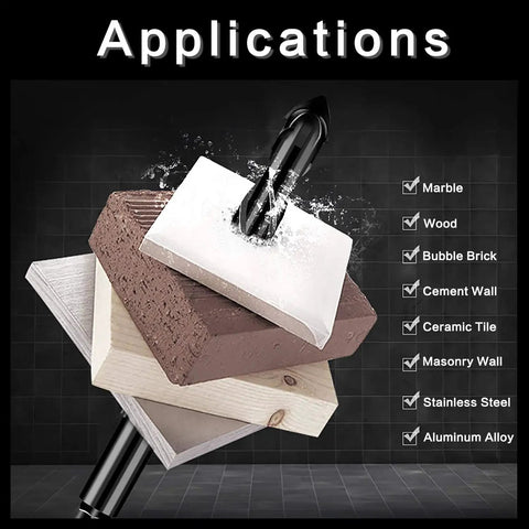 10-Piece Masonry Drill Bit Set for Concrete Tile Glass Ceramic Brick 1 Eighth to 1 Half Inch Heavy Duty Tungsten Carbide Alloy Tip