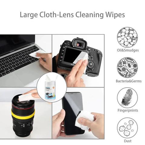 Streak Free Monitor Cleaning Wipes For Electronics Screens And Glasses used on laptop, camera, lens, and phone screens