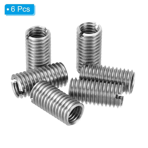 PATIKIL six-piece stainless steel thread adapters sleeve reducing nut set, M10x1.5 to M8x1.25, 20mm (front view)