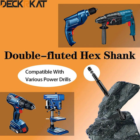 Various power drills with Beefy 6-Piece Masonry Drill Bit Set For Concrete, Brick, And Tile featuring double-fluted hex shank.