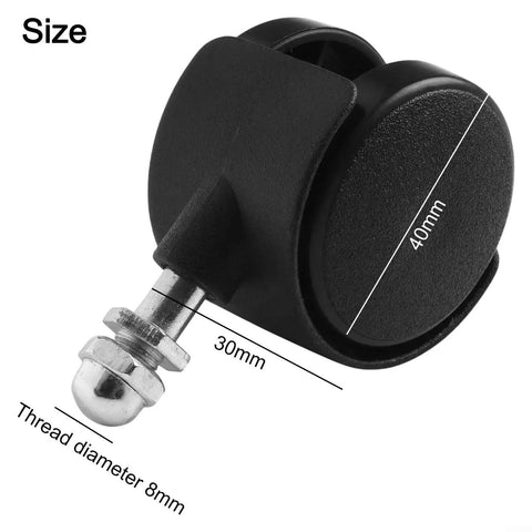 Four Pack Replacement Caster Wheels For Midea Electric Oil Heater 40x30mm Omni Directional Wheels With 8mm Thread Black Plastic