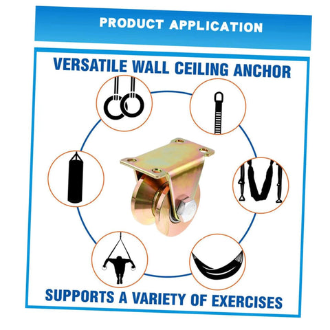 Heavy Duty Track Wheel Pulley Block Two Pack With V Type Groove Sliding Gate Roller For Sliding Doors shown as versatile exercise anchor