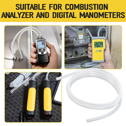 A774 silicone pressure tubing, 3/16 in ID x 5/16 in OD, 6 ft high-temp clear hose for combustion analyzers and manometers