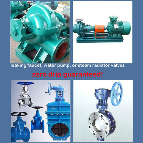 Graphite gland packing rope seal for water pumps; front view of a green industrial pump.
Graphite gland packing rope seal for valves; side view of a green motor-driven pump.
Graphite gland packing rope seal for valve stems; blue industrial valves and fittings.
Graphite gland packing rope seal installed; blue valve with handwheel.