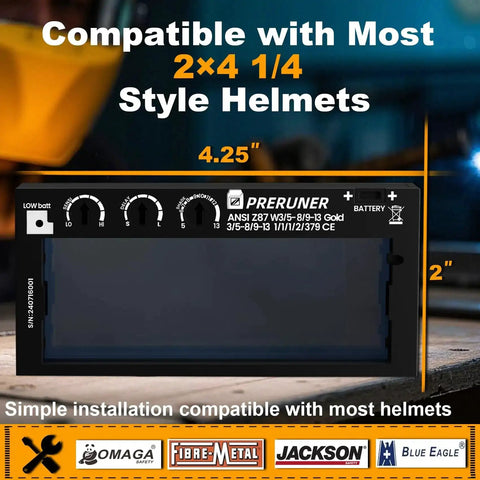 Auto Darkening Welding Lens With Gold Coating And Cool Blue Puddle View Shade Range Five To Thirteen Dual Sensors
