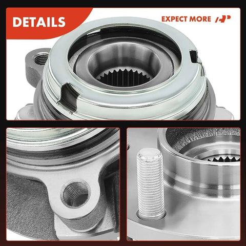 2x Front Wheel Bearing And Hub Assembly Kit 5 Lug Bolt-In for Nissan Altima 2007 To 2018 close-up view of bearings and bolts