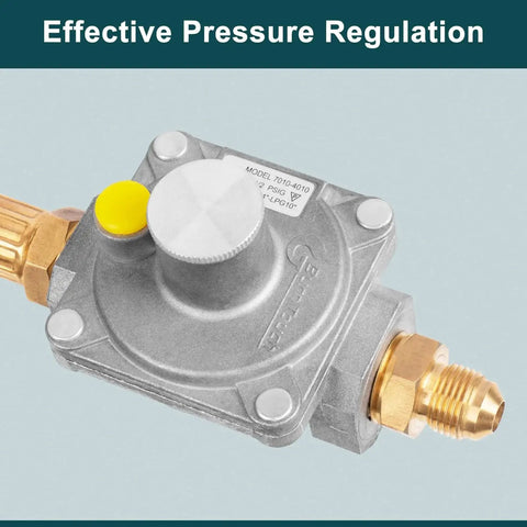 Natural Gas Regulator For Grills Fire Pits And Stoves With One Half Psi Inlet And Four Inch Water Column Outlet Includes One Half Inch Male Flare To Three Eighth Inch Female Flare Adapter GASPRO