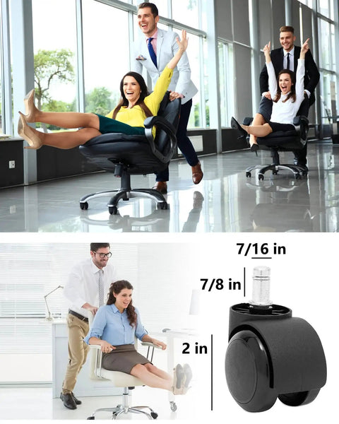 Heavy Duty Office Chair Wheels 5 Pack Replacement For Hardwood Floors And Carpet 2 Inch Universal Stem Seven Sixteenths Inch Diameter By Seven Eighths Inch Length Black Grykot Official Quality installed on office chairs