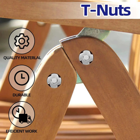 4 Pronged Tee Nuts 1/4-20 Stainless Steel 304 for Wood Climbing Walls Furniture installed in wooden frame