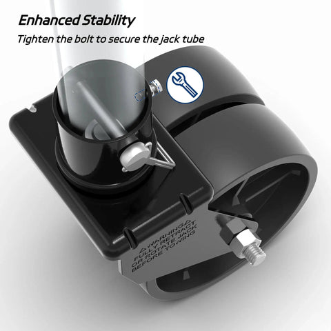 Close-up of 2000 Lb Dual 6 Inch Trailer Jack Swivel Caster With Pin For 2 Inch Tubes Wheel Replacement, showing bolt tightening mechanism.