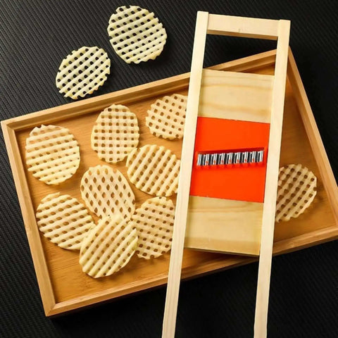 Wave Waffle Fries Cutter And Crinkle Slicer Set Stainless Steel For Potatoes And Carrots Lattice Chip Maker Kitchen Tool Blue