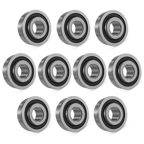 Beefed Up Heavy Duty 10 Pack Flanged Ball Bearings One Half Inch Bore And One And Three Eighths Inch Outer Diameter Double Seal Deep Groove