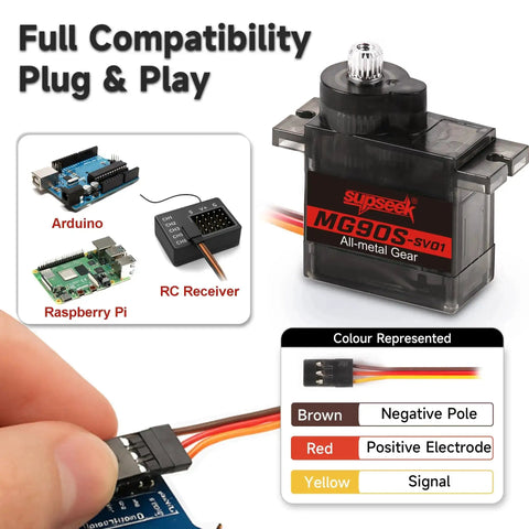 9G Micro Servo Motor Kit With Metal Gears, High Torque 2.0 Kg Cm, compatible with Arduino and Raspberry Pi, 4 Pack