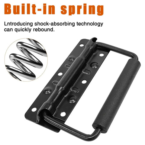 2 Pack 4.9 Inch Heavy Duty Spring Loaded Stainless Steel Surface Mount Chest Handles With Rubber Grip, close-up of built-in spring