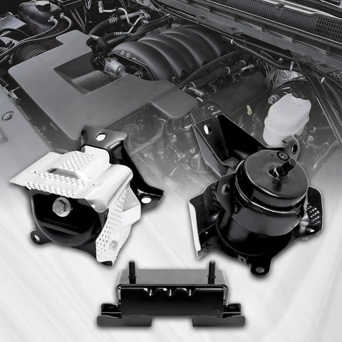 All In One Front Left And Right Engine Motor Mount And Transmission Mount Kit Three Piece Set For 2014 To 2018 Silverado Sierra 1500 V8 And 2015 To 2020 Escalade Suburban Tahoe Yukon XL 4WD Direct Fit OE Replacement 84175582 84175583 A2638