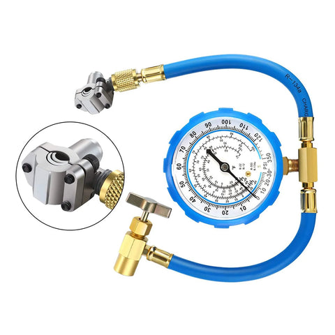 Chinco BPV-31 refrigerator piercing valve kit with blue hose, brass fittings and gauge; fits 1/4, 5/16, 3/8 in OD pipes
